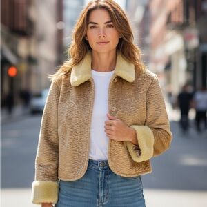 Vintage Newport News Cropped Faux Fur Jacket